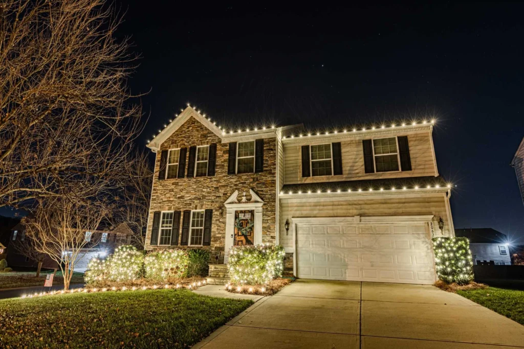 Professional Christmas light service on a home